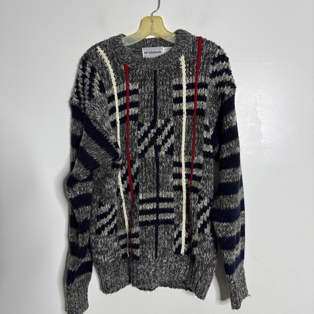 McGregor Vintage Mens Large Wool Blend‎ Sweater Geometric Pattern Striped